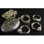 Various 9ct white gold, to include a pair of hoop earrings, a cubic zirconium set dress ring, a