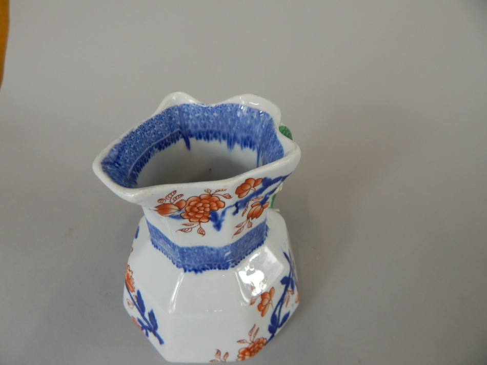 A Mason's Ironstone china octagonal jug, with Imari style decoration and dragon handle, 13cm high. - Image 3 of 3