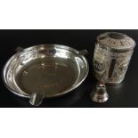 A collection of white metal and silver plated items, to include an Indian box and cover decorated