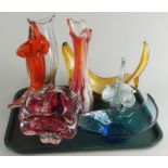 Various items of 1960/70's glass, to include coloured vases, etc.