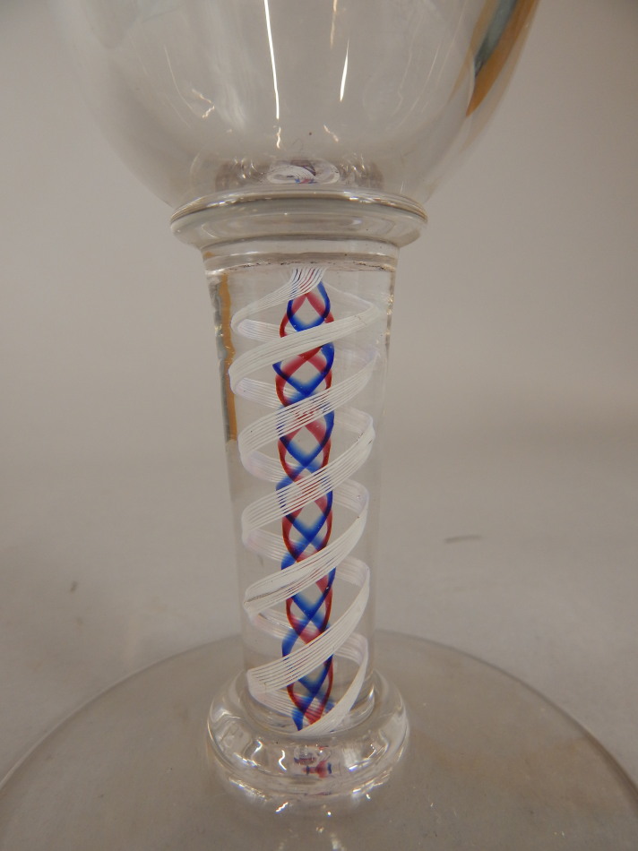 An Elizabeth II Coronation Whitefriars type goblet, dated 1953, with an opaque and coloured twist - Image 4 of 4