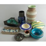 A collection of Studio and other retro style ceramics, to include an Italian vase, tureen and