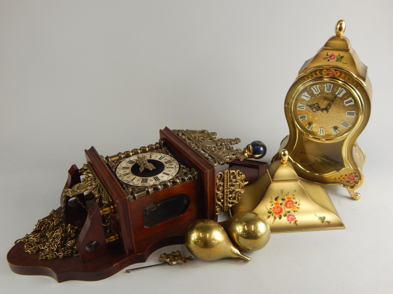 A 20thC Elck Syn wall clock, in polished mahogany case with metal fittings and weight driven