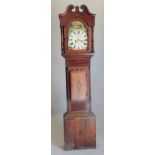 Gadsby. Lincoln, a mid 19thC longcase clock, the arched dial painted with a bridge, rural scenes,