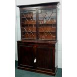 A 19thC mahogany bookcase, the top with a moulded cornice, above two astragal door, enclosing