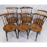 A set of six Ibex brand Swedish kitchen type chairs, each with spindle turned backs and solid