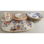 A collection of 19thC ceramics, to include an Ironstone drainer decorated with Oriental flowers,