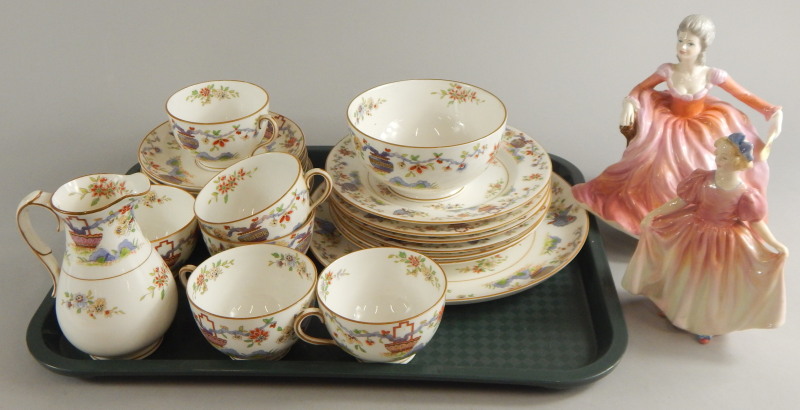 A collection of ceramics, a Royal Worcester part tea service, decorated with Oriental style motifs