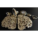 Various silver and other jewellery, to include a belt buckle, white metal, marked, J. Bros, with