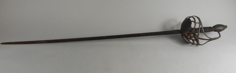 A 17thC sword, with iron blade, pierced guard and woven handle, 104cm long. - Image 2 of 4