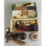 Miscellaneous items, to include pocket watches, inkwell, fans, etc.