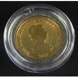 A 2008 Tristan da Cunha Trafalgar half guinea coin, 4.2g, retailed by the London Mint Office, with