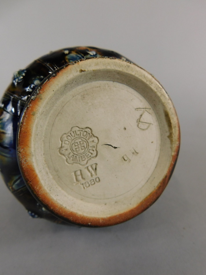 A Doulton Lambeth Studio type jug, decorated with lozenges and raised roundels, impressed marks to - Image 2 of 3