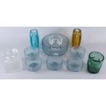 Various items of Whitefriars and other English Art glass, to include two similar coloured vases,