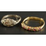 Two dress rings, to include a 9ct gold garnet set ring, and a silver dress ring (2).