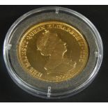 A 2008 Trafalgar 22ct gold Tristan da Cunha two guineas coin, with original certificate, 16.8g