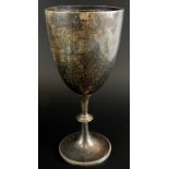 A Victorian silver cup, of plain form, on a tapering base with a beaded border, London 1894,