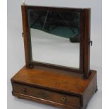 A 19thC mahogany and chequer banded dressing table mirror, with a single drawer, 33cm wide.