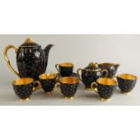 A Carlton ware Noire Royale coffee service, to include a coffee pot, lid, covered sugared bowl, milk
