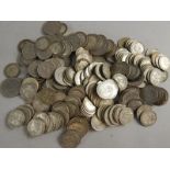 A large quantity of silver threepenny bits, etc.