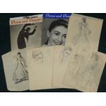 June Ryan (1925-2006). Ballet dance studies, drawings and two magazines (25)