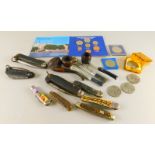 Miscellaneous pen knives, to include three coachman's type knives, one with antler handle,