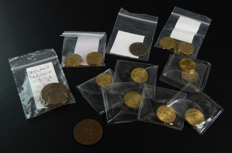 A quantity of coins and tokens, to include George III, George VI, pennies, half pennies, farthings