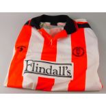 A Lincoln City football shirt, number 4, 1990/91 season, worn by Grant Brown, the record