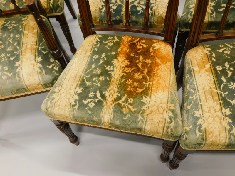 A set of eight George IV mahogany dining chairs, each with a reeded spindle turned support to the - Image 4 of 6