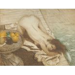 20thC. Female study, artist signed and titled coloured etching 68/130, 29cm x 35.5cm