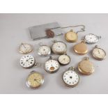 Various silver plated, chrome plated and other pocket watches etc.