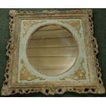A modern gilt gesso wall mirror, with oval plate, 80cm x 69cm with distressed finish