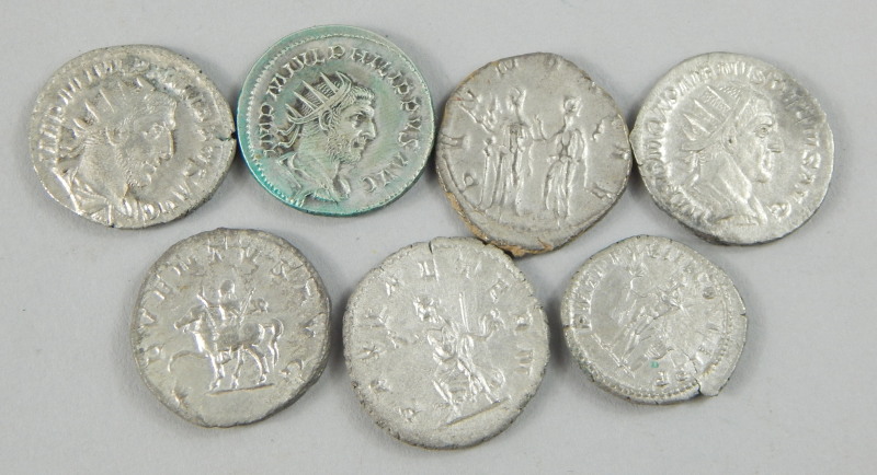 Seven replica Roman coins, cast with Julius Phillipus and Trajan Decius - Image 2 of 2
