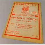 A football programme, for Lincoln City -v- Stockport County 4/2/1939, Football League Division 3