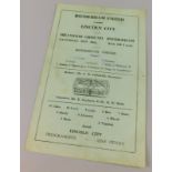 A football programme, for Rotherham United -v-s Lincoln City 20/11/1943, single sheet wartime game