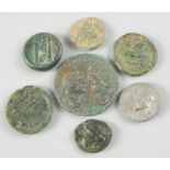 A collection of white metal and bronze ancient coins etc., to include Syrian and Greek (7)
