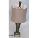 A modern gilt table lamp, with linen shade, 81cm high.