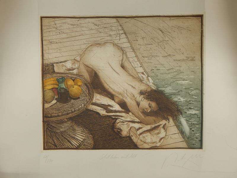 20thC. Female study, artist signed and titled coloured etching 68/130, 29cm x 35.5cm - Image 3 of 3