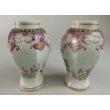 A pair of late 19thC Samson porcelain vases, decorated in Chinese famille verte style, 12cm high