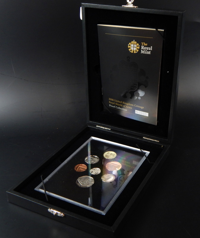 A 2008 Royal Shield of Arms proof coin collection, No.3860, with certificate in fitted case.