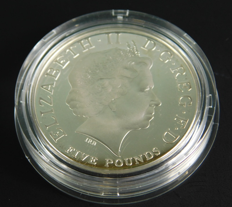 An Elizabeth I commemorative £5 silver proof coin, dated 2008 with certificate of authenticity - Image 2 of 3