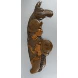 South American School. A hardwood carving of two Incas and a llama, believed to be early 20th
