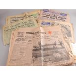 A selection of coloured football newspapers, 1949-1957 to include Football Argus, 2 x Evening
