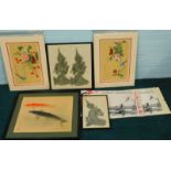 Oriental School. Various prints and pictures