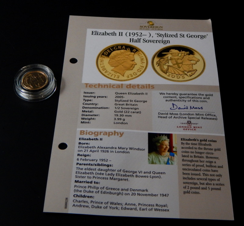 A Queen Elizabeth II proof gold half sovereign, with certificate