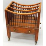 An unusual 19thC mahogany Canterbury, the top with reeded supports and three concave slatted