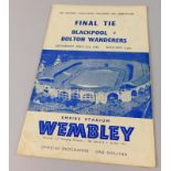 A football programme, for FA Cup Final 1953 Blackpool -v- Bolton Wanderers