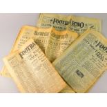 A selection of coloured football newspapers, 1949-1952, 1 x Saturday Telegraph (Grimsby) and 3 x