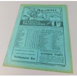 A football programme, for Millwall -v- Lincoln City 30/12/1933, Football League Division 2