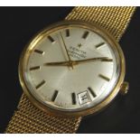 A Zenith 9ct gold gent's wristwatch, with circular dial, and automatic movement, with dates dial, on